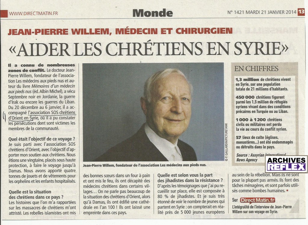 Direct Matin du 21 janvier 2014 « Jean-Pierre Willem, aider les chrétiens en Syrie »