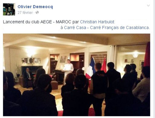 Christian Harbulot au Carré Français de Casablanca en février 2015, facebook public d'Olivier Demeocq.